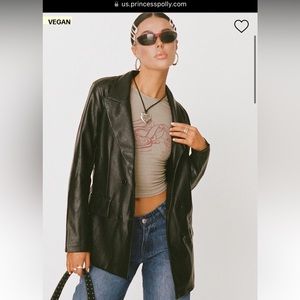 Princess Polly black leather PU blazer size L/Xl